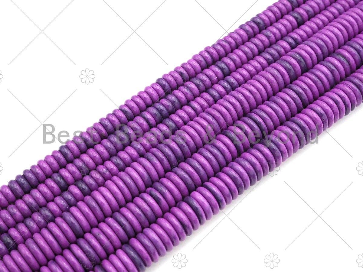 Quality Purple Smooth Rondelle Jade Beads, 3x8mm/3x12mm Spacer Beads, Purple Jade Beads, 15.5'' Full Strand, Sku#U1083