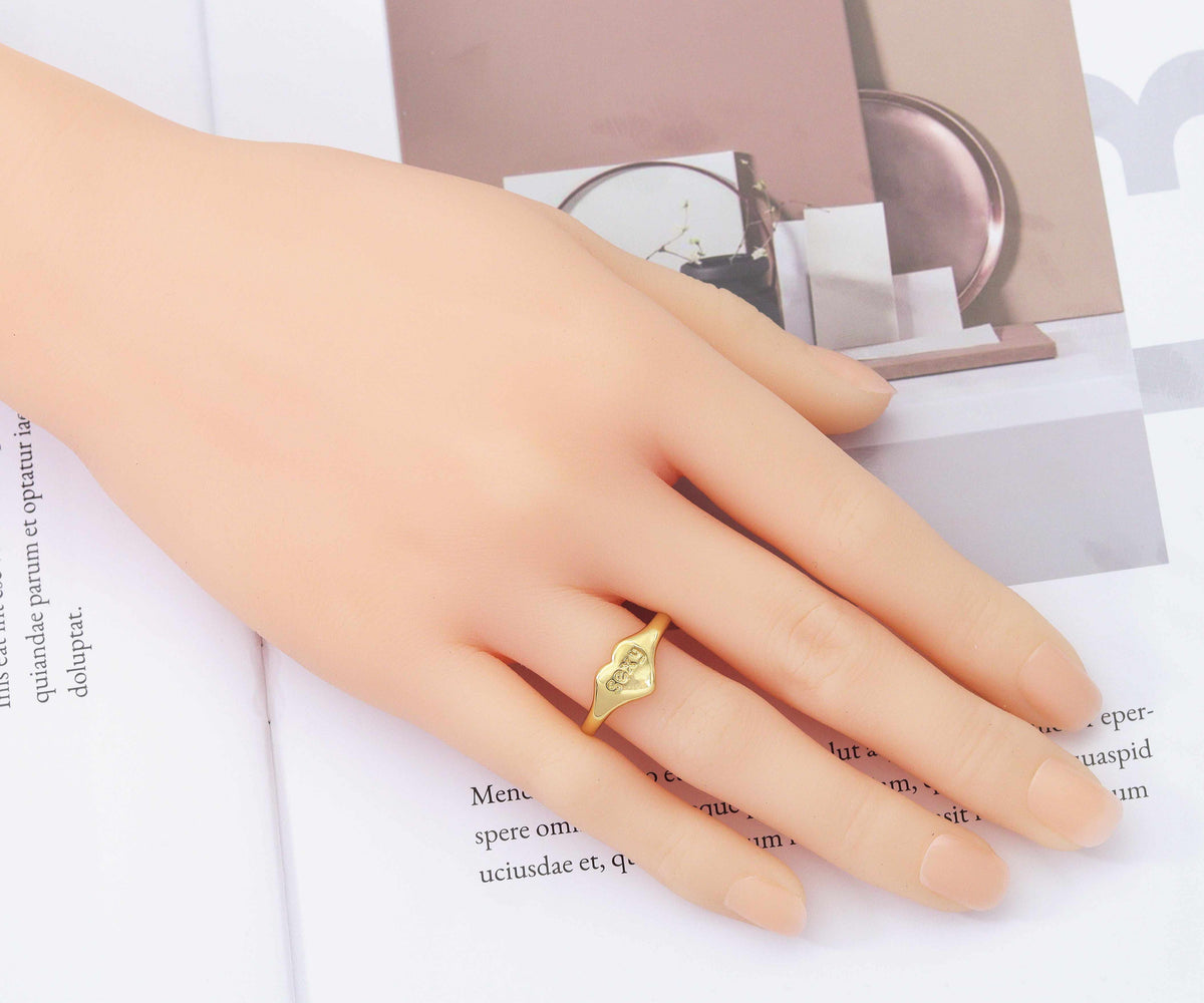 Gold Sexy Word on Heart Shape Open Ring, Sku#O101