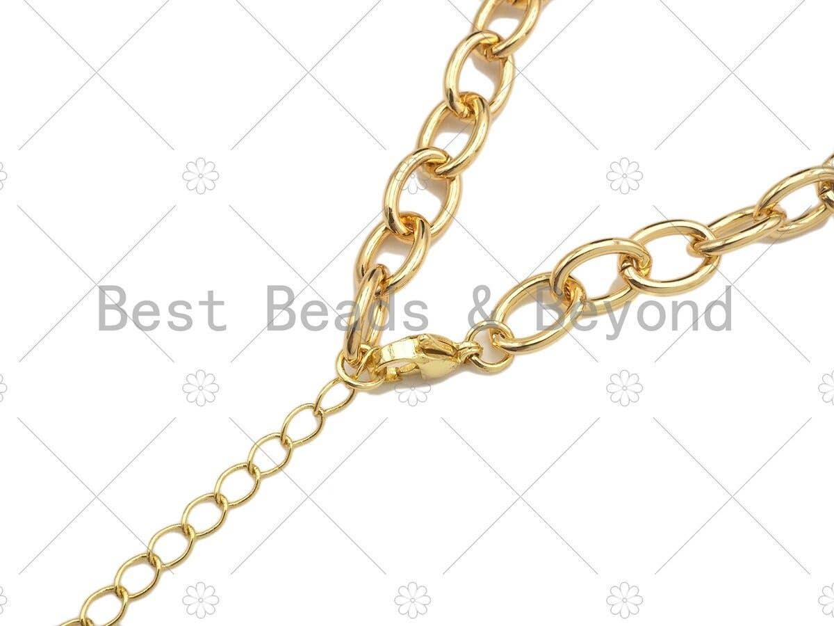 18 Finished Gold Oval Link & Chain Necklace, SKU#LD19