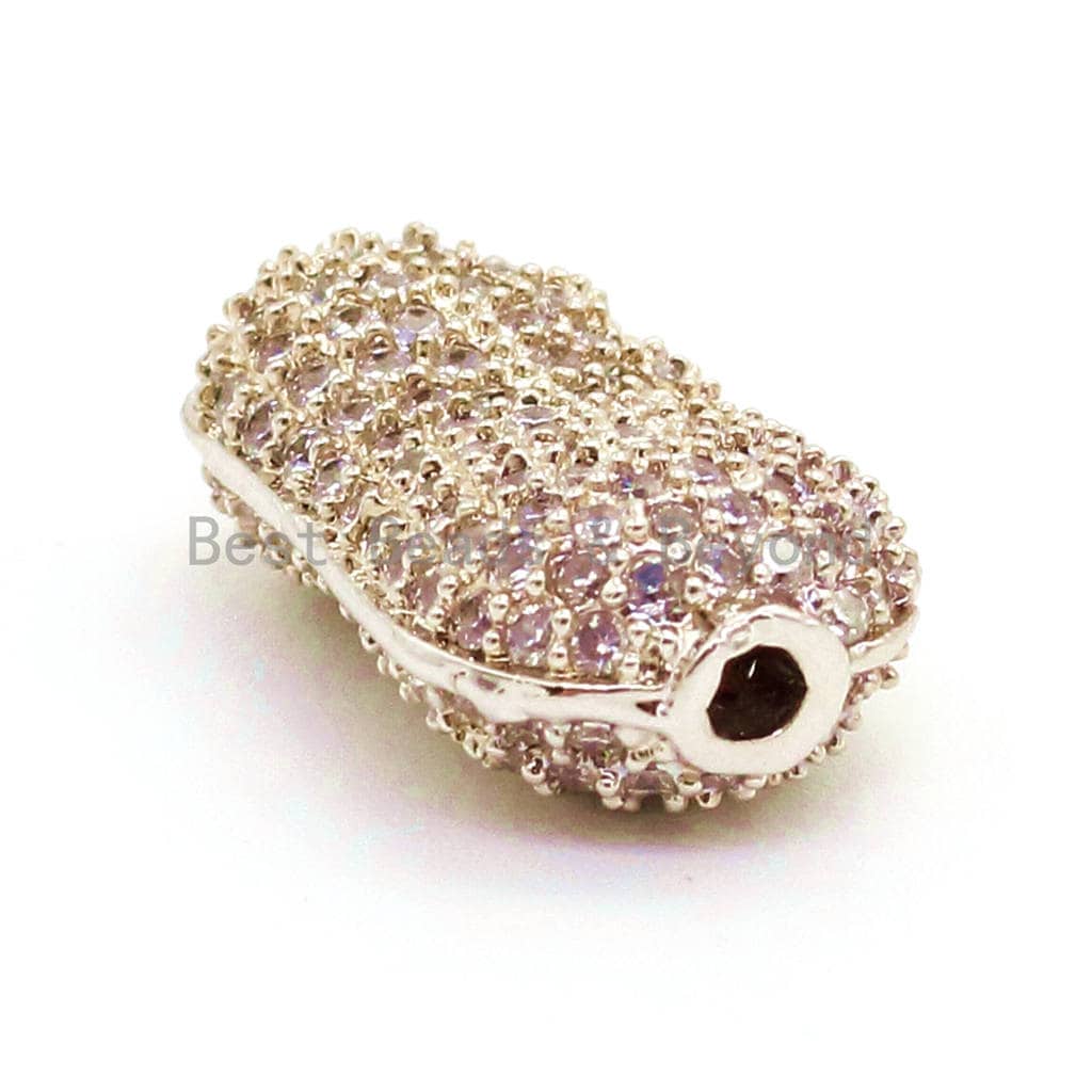 CZ Micro Pave Bean Oval Beads with Clear Crystal for Bracelet/Necklace, Cubic Zirconia Spacer Beads,15x11x6mm, sku#G23C0