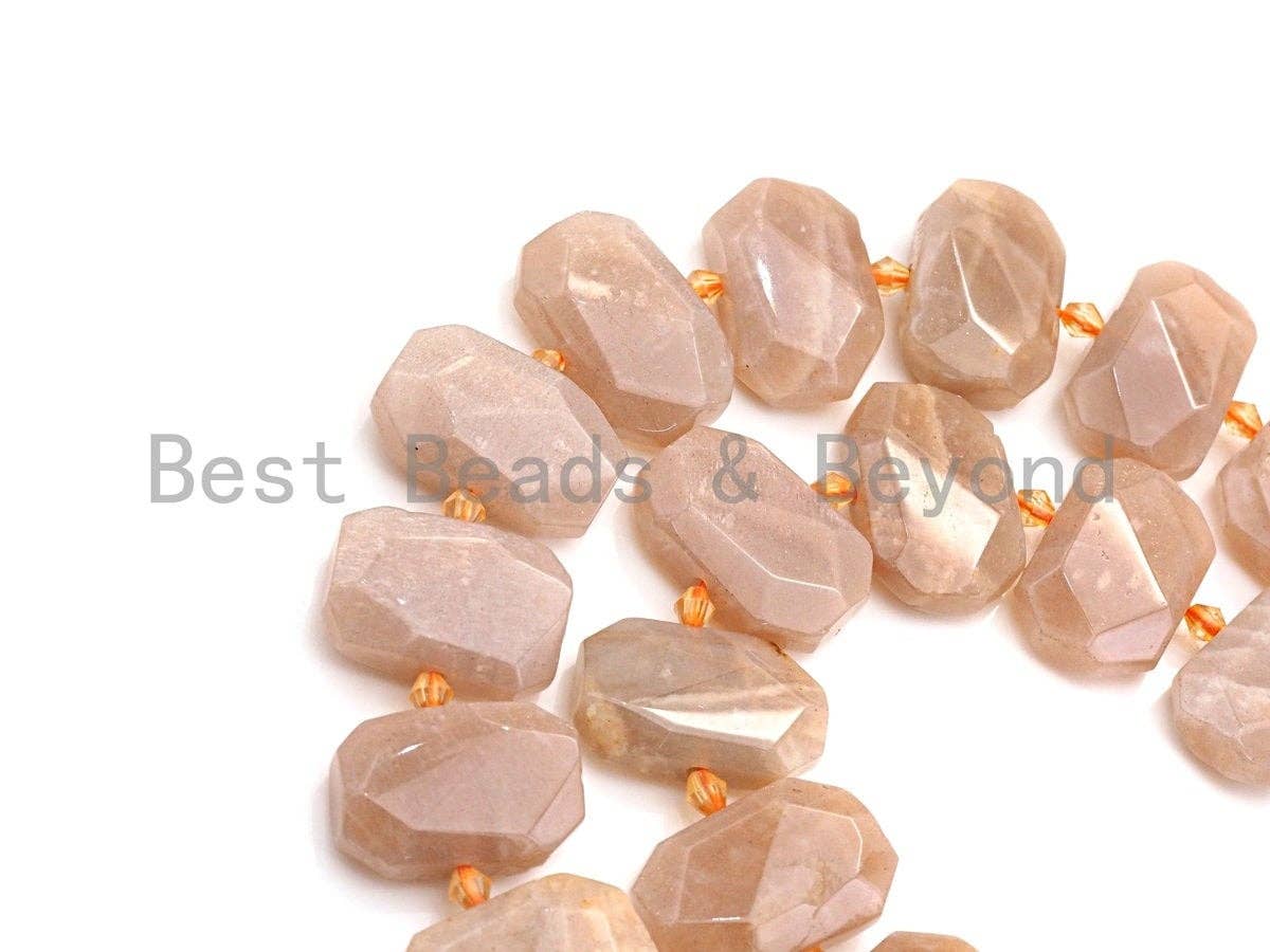 High Quality Natural Peach Moonstone Rectangle Faceted Beads, Natural Moonstone beads, 16x22mm, sku#U656