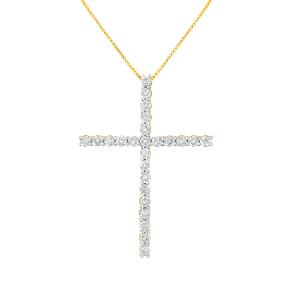 .925 Sterling Silver 2 1/2 cttw Diamond Cross Pendant Necklace (H-I, I2-I3)