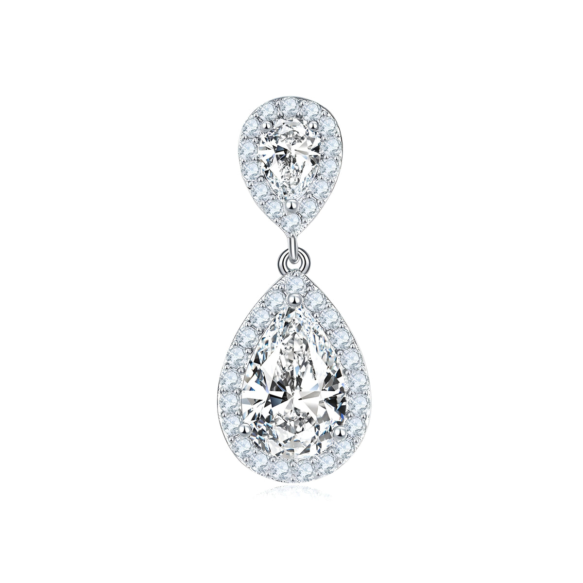 S925 Sterling Silver Platinum Plated Pear Cut Moissanite Dangle Earrings  6x9mm Teardrop Halo Drop Earrings With GRA Certificate Jewelry Gift Box Set