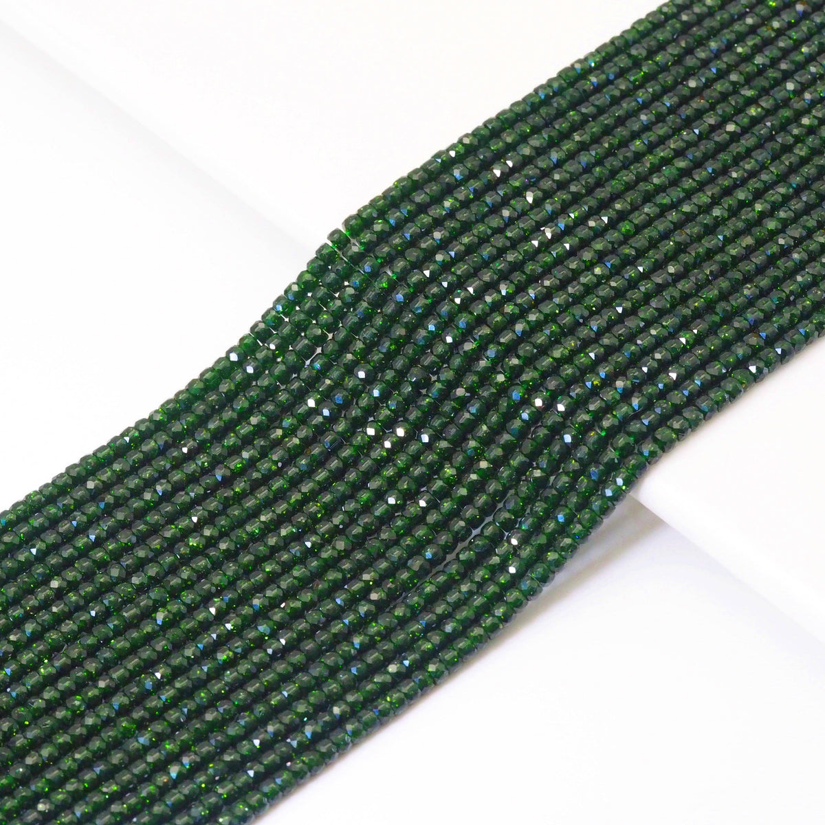 Green Goldstone Faceted Rondelle Beads, 2x3mm, Sku#U1634