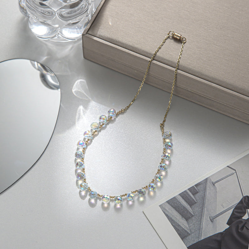 Minimalist Crystal Choker Real Gold Plated Luxurious And Elegant Magnetic Clasp Necklace