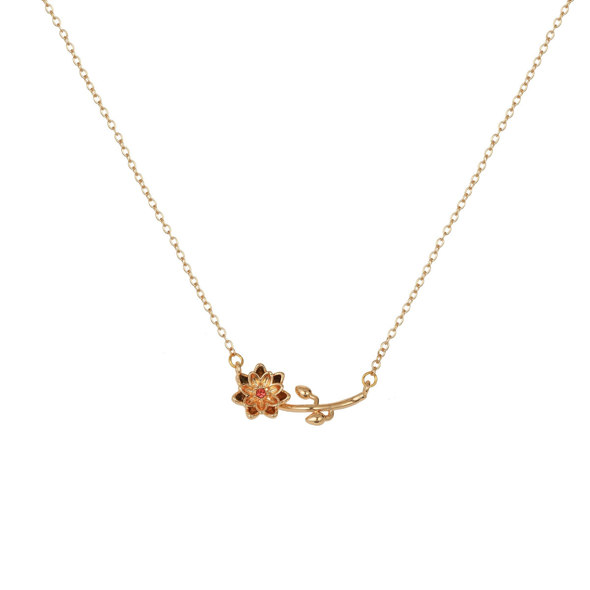 Three-dimensional Decoration Flower Pendant Necklace Gold-plated Sweater Chain