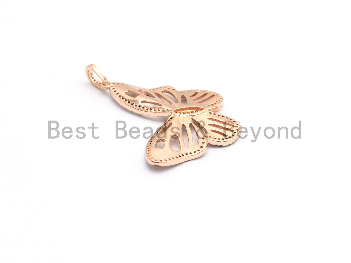 Large CZ Micro Pave Butterfly Pendant, sku#F557