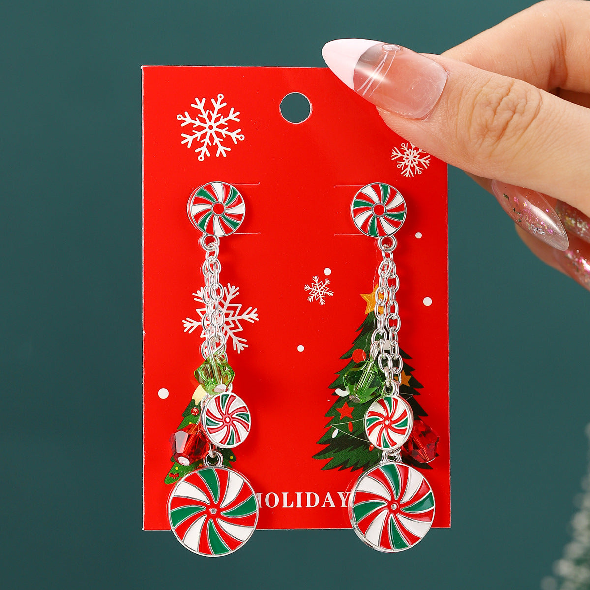 European And American Cross-Border Hot Selling New Christmas Pendant Earrings Cartoon Diamond Alloy Material Christmas Earrings Series Wholesale