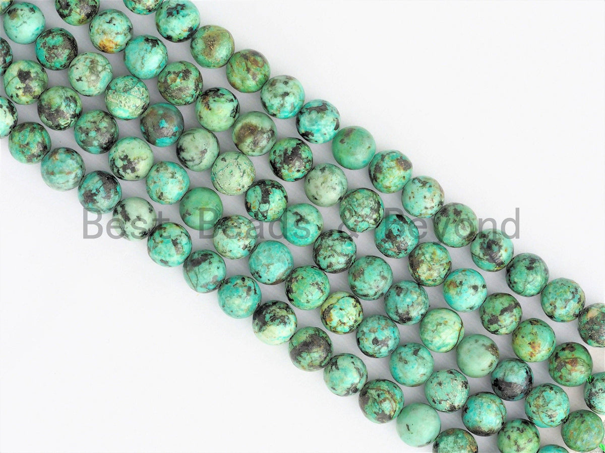 Quality Natural Green African Turquoise Round Smooth Beads, 6mm/8mm beads Finish, Green Gemstone Beads, 15.5inch strand, SKU#U391