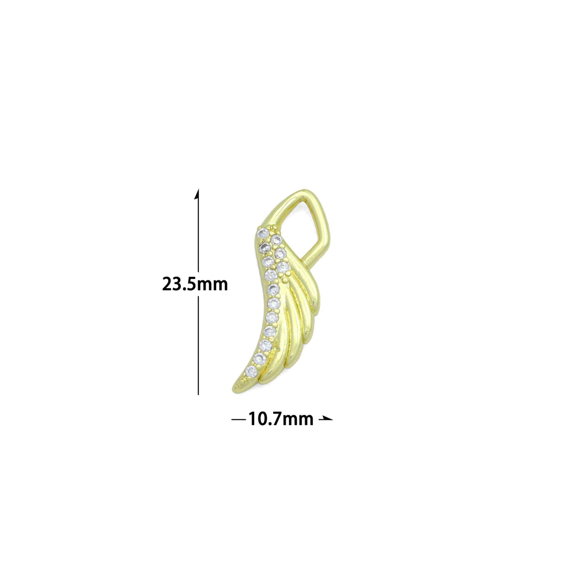 Clear CZ Gold wing Charm Pendant,Sku#LK1185