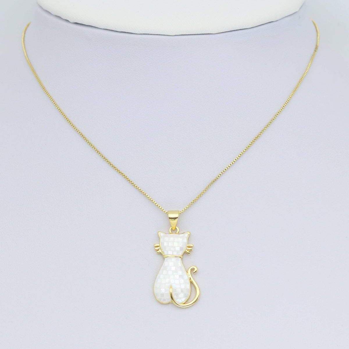 Mother of Pearl Cat Charm Pendant, Sku#WL18