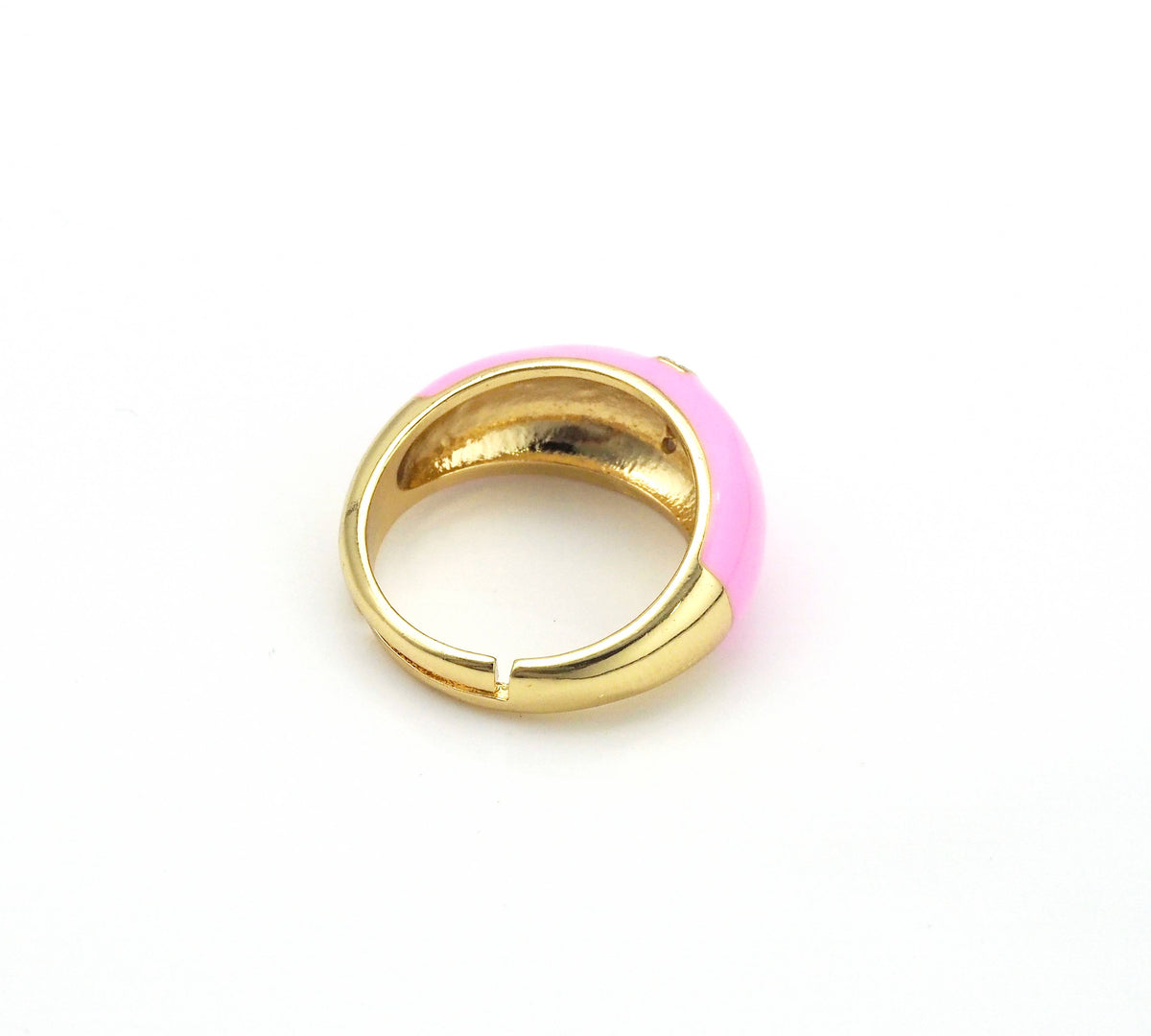 Pink Enamel Alphabet Chunky Ring, O76