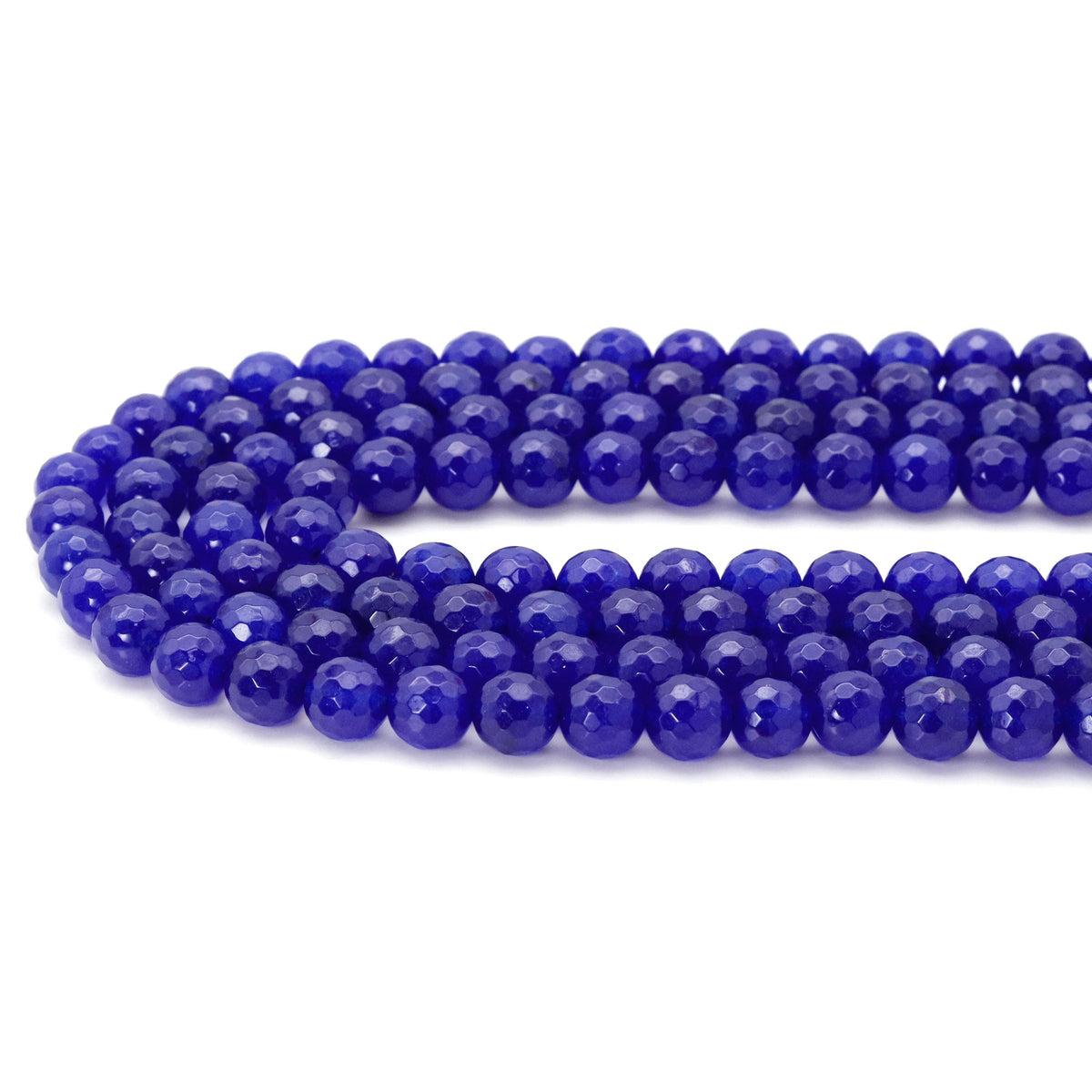 Royal Blue Jade Round Faceted Beads, Sku#U1802
