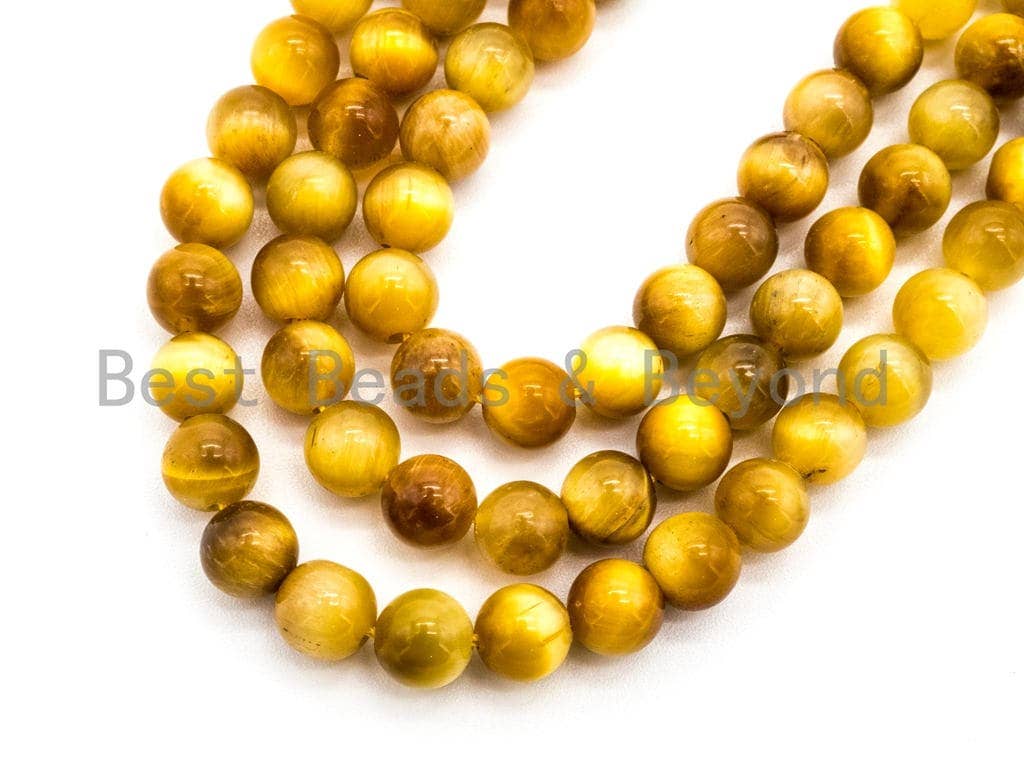 High Quality Gold Tiger Eye Round Smooth Beads, 4mm/6mm/8mm/10mm/12mm/14mm Round Beads, Gold Tiger Eye Gemstone, 15.5'' Full strand, SKU#U63