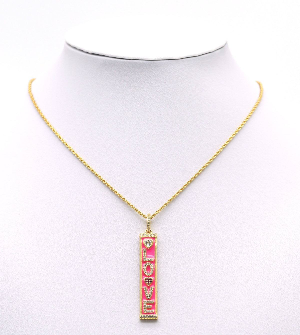 CZ Enamel Good Kiss Love Words On Long Bar Charm, Sku#LK651