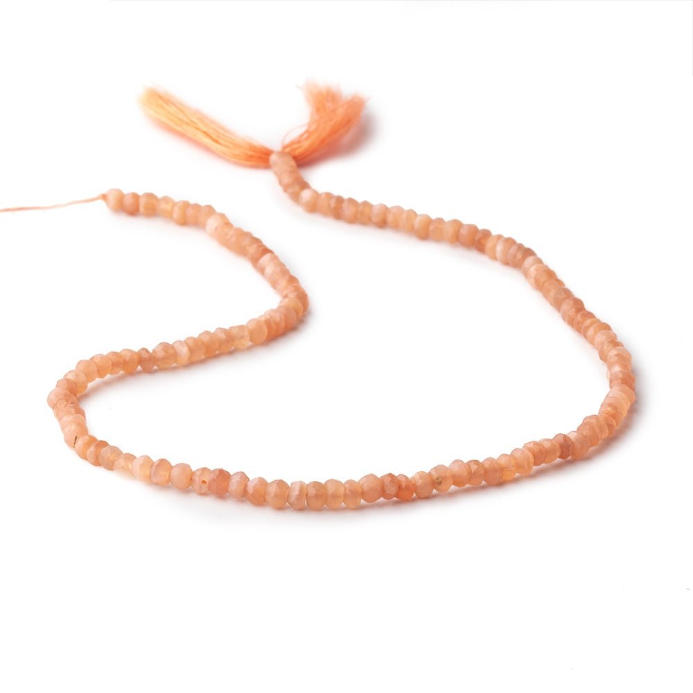 4mm Angel Skin Peach Moonstone faceted rondelles 12.5 inch 117 pieces