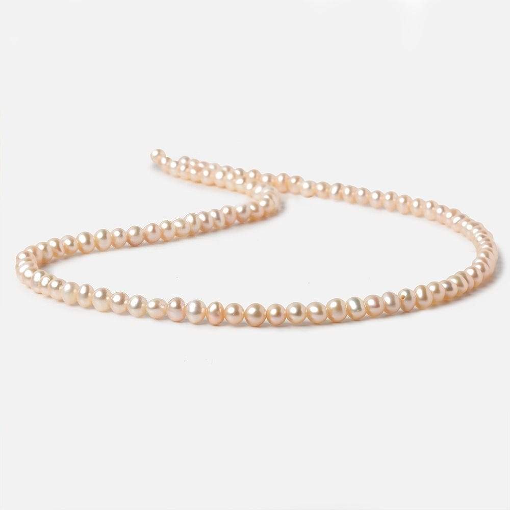 4.5x4mm Peach Off Round Freshwater Pearls 15 inch 100 pieces