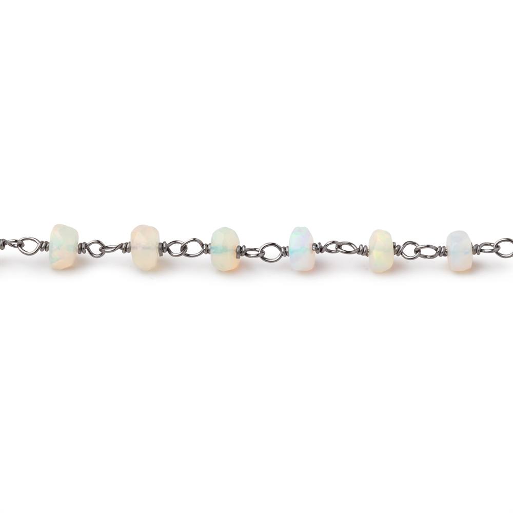 4mm Ethiopian Opal Faceted Rondelles on Black Gold over .925 Chain