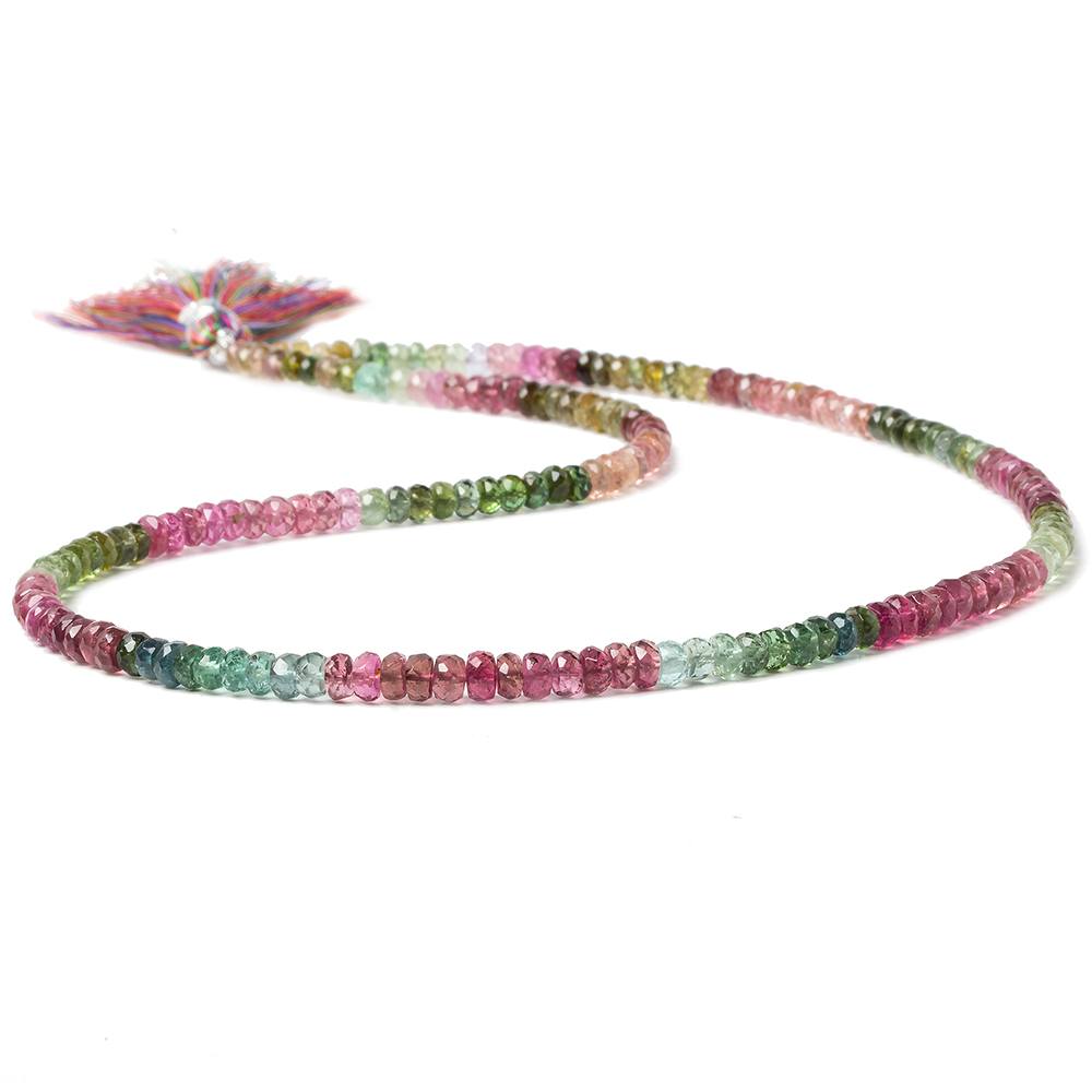 4mm Multi Color Tourmaline faceted rondelle beads 17 inch 184 pieces