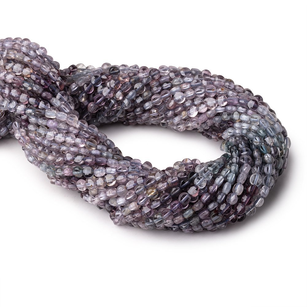 4mm Shaded Purple & Violet Spinel Checkerboard Faceted Calibrated Coins 12.5 inch 86 Beads AA
