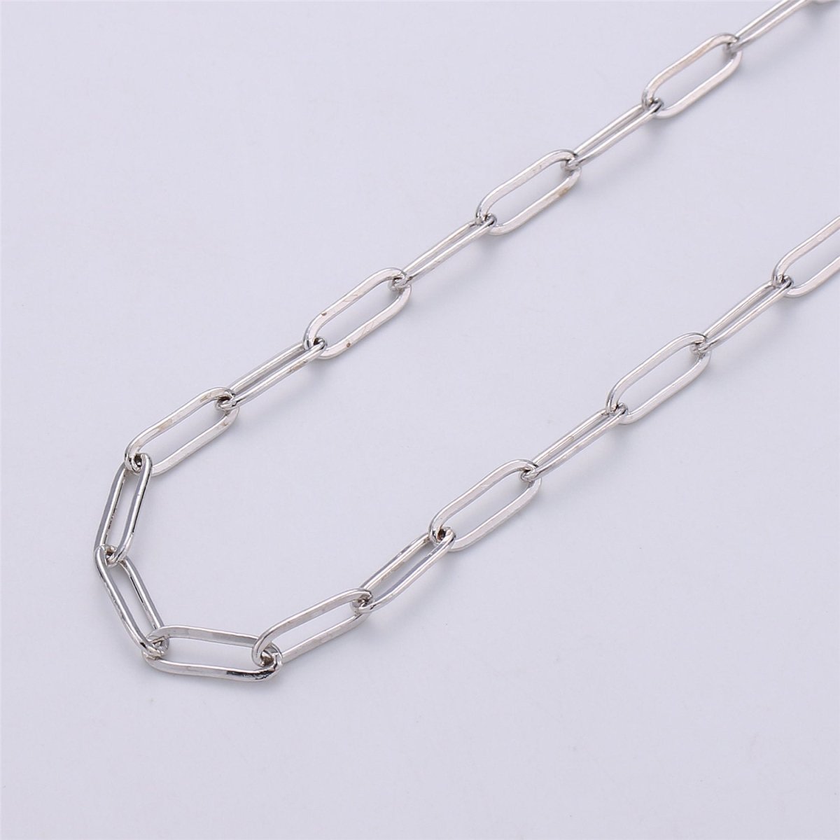 4X11mm 24K Gold Filled PAPERCLIP Elongated Chain, Flat Drawn Rectangle Cable Box Chain Sold By Yard, Bulk Unfinished Chain, White Gold Filled | ROLL-072, ROLL-077, ROLL-179, ROLL-095