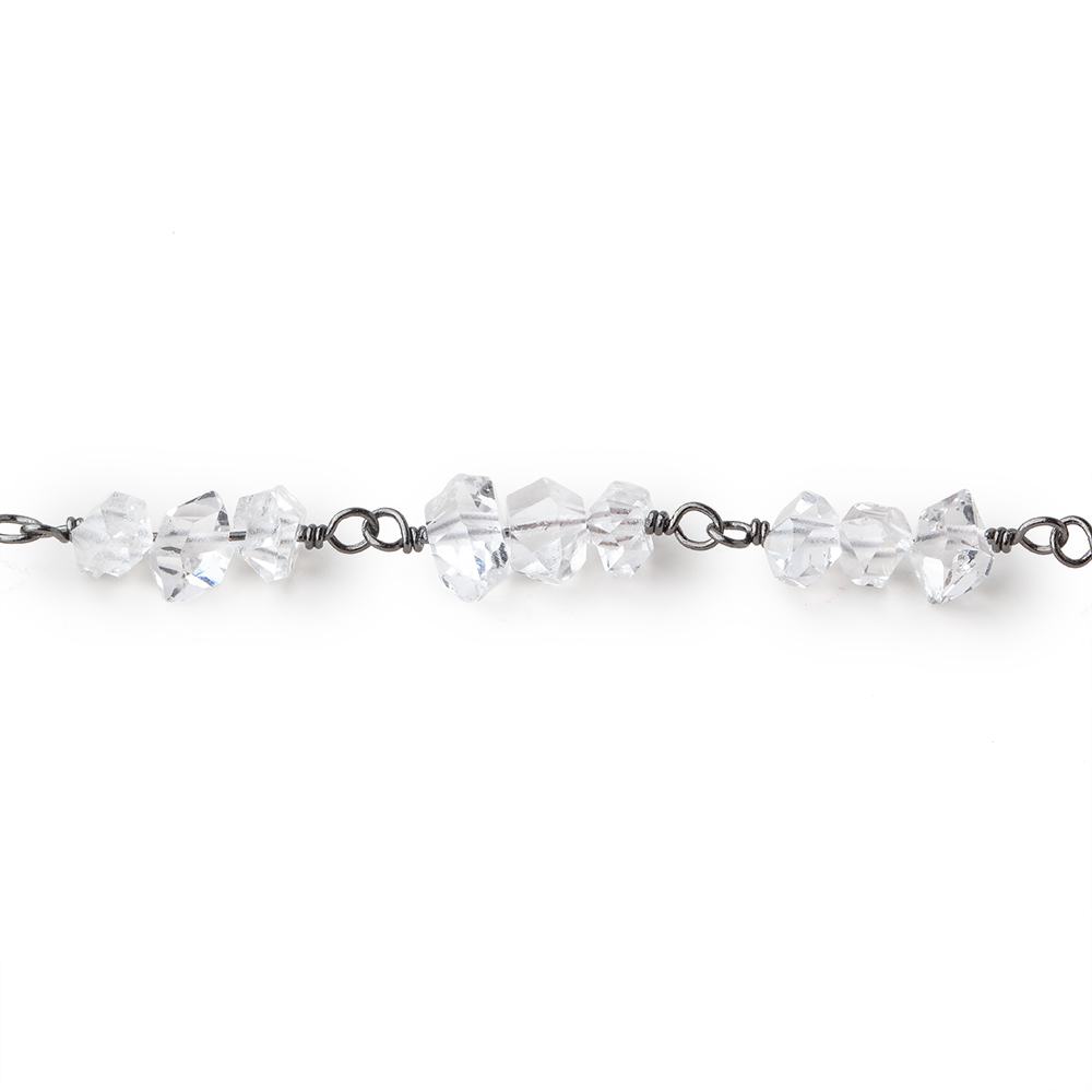 4x2-5x4mm Double Terminated Quartz Crystals on Black Gold .925 Chain by the Foot