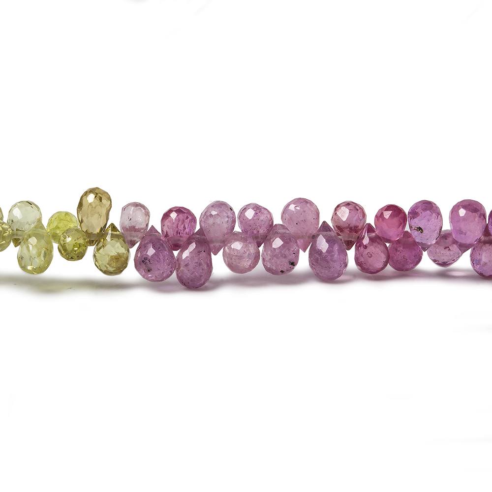 4x2.5-5x3.5mm Fancy Sapphire & Ruby Faceted Tear Drops 16 inch 250 beads AA
