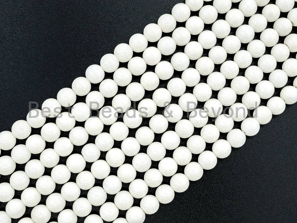 High Quality Natural Coral Beads, 6mm 8mm 10mm White Round Smooth Gemstone Beads,Loose Coral Beads, 15.5inch strand, SKU#U62
