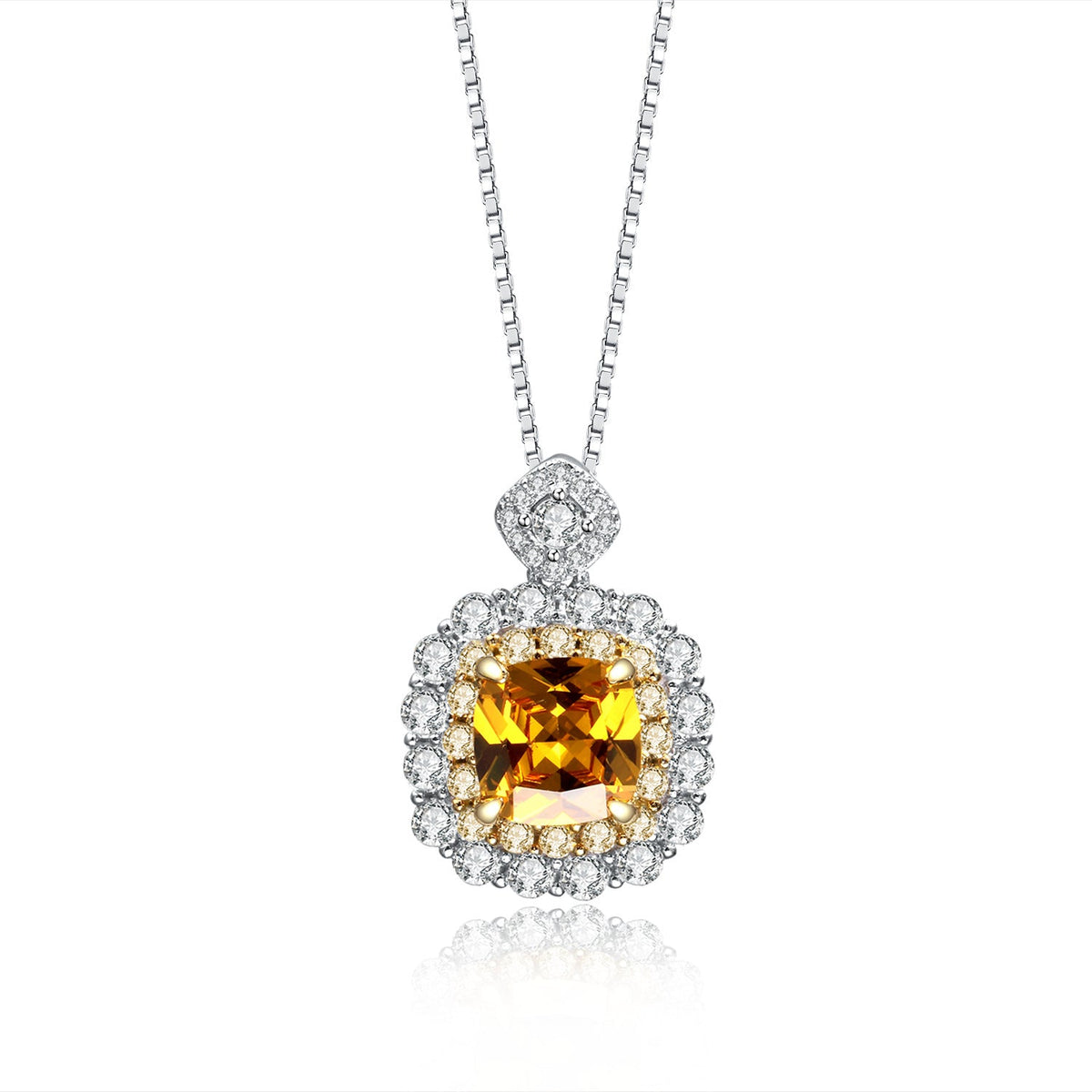 Diamond Princess Square Yellow Female Plating Color Pendant