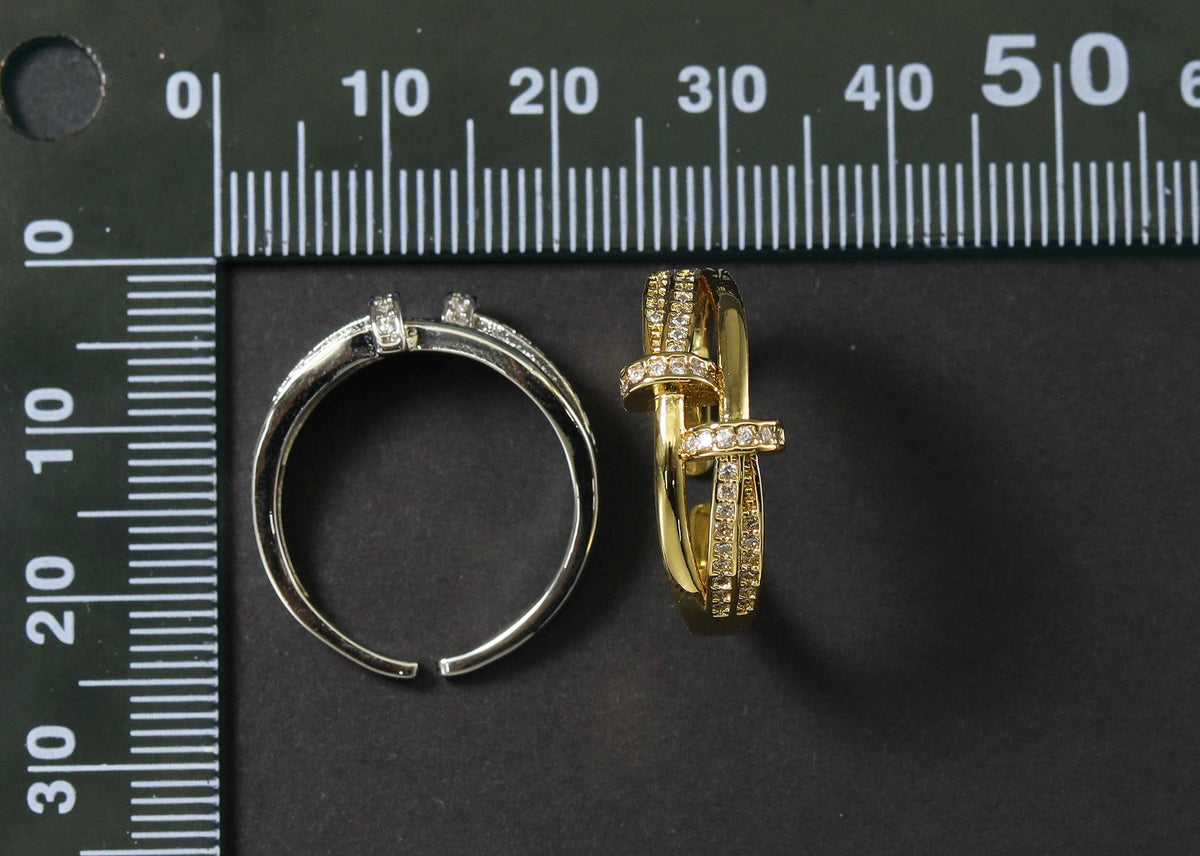CZ Pave Double Band Ring,Sku#X290