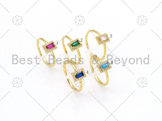 Big  Rectangle CZ Adjustable Ring,Sku#X234