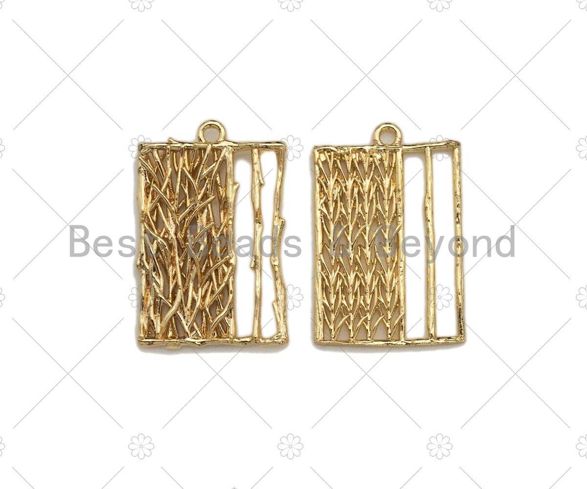 Filigree Gold Lacy Charm, Star/Square/Rectangular Shape Brushed Gold Twisted Wire Charm Pendants for Earrings necklace making, sku#CP08