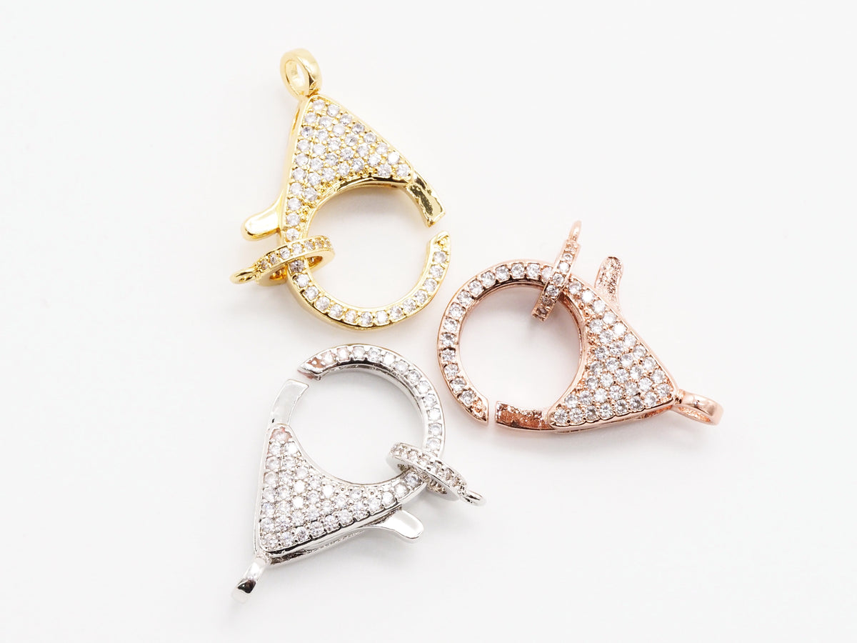 CZ Micro Pave Teardrop Lobster Claw Clasp, H43