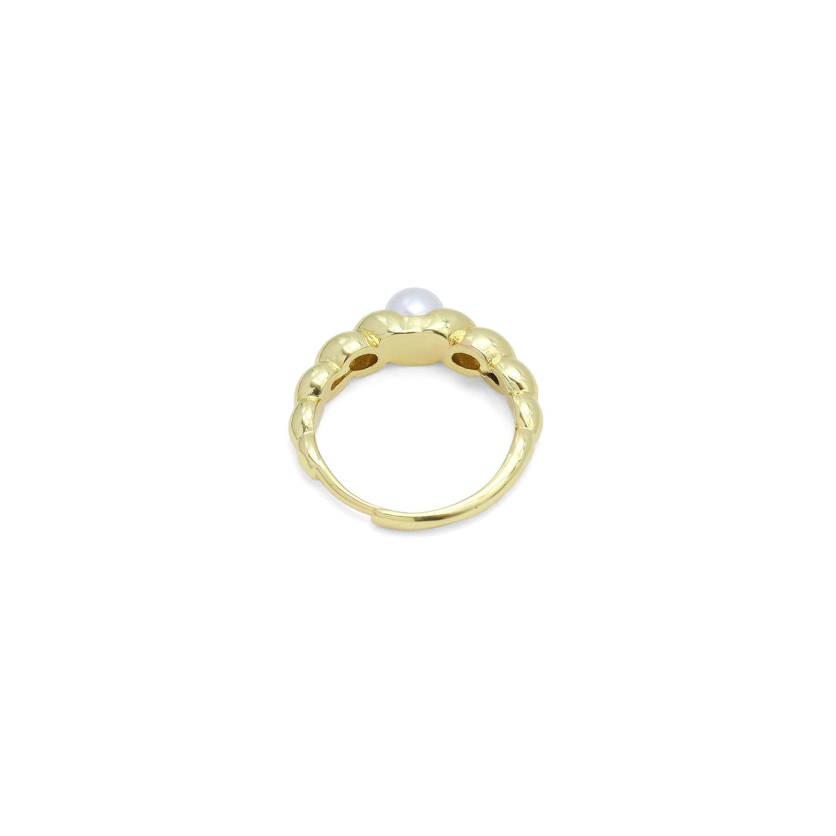White Pearl  Twisted Line  Adjustable Ring, Sku#A319