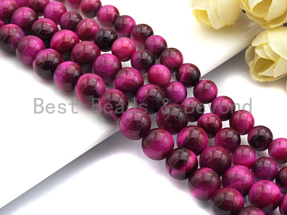 PINK Tiger eye Attachment Necklace with Large CZ Pave Gunmetal clasp, 16/18 long, sku#D40