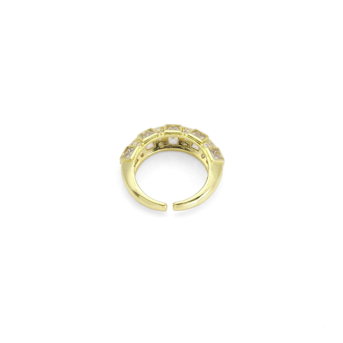 Gold Silver Clear CZ Dome Adjustable Ring, Sku#B369
