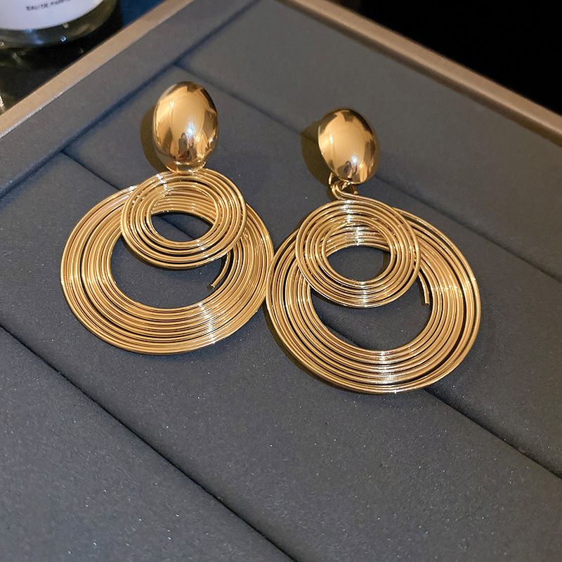 Metal Round Hoop Earrings, European American Cold Style, Bold Niche Hot Sale Jewelry