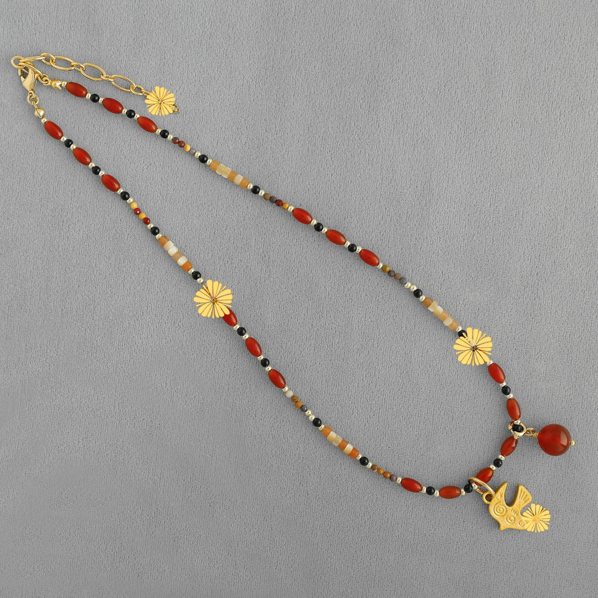 Bird Necklace New Chinese Style Ethnic Flair Minimalist Design With Natural Stone