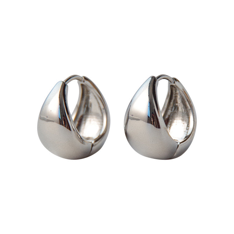 Silver Water-drop Hoop Earrings European And American Style