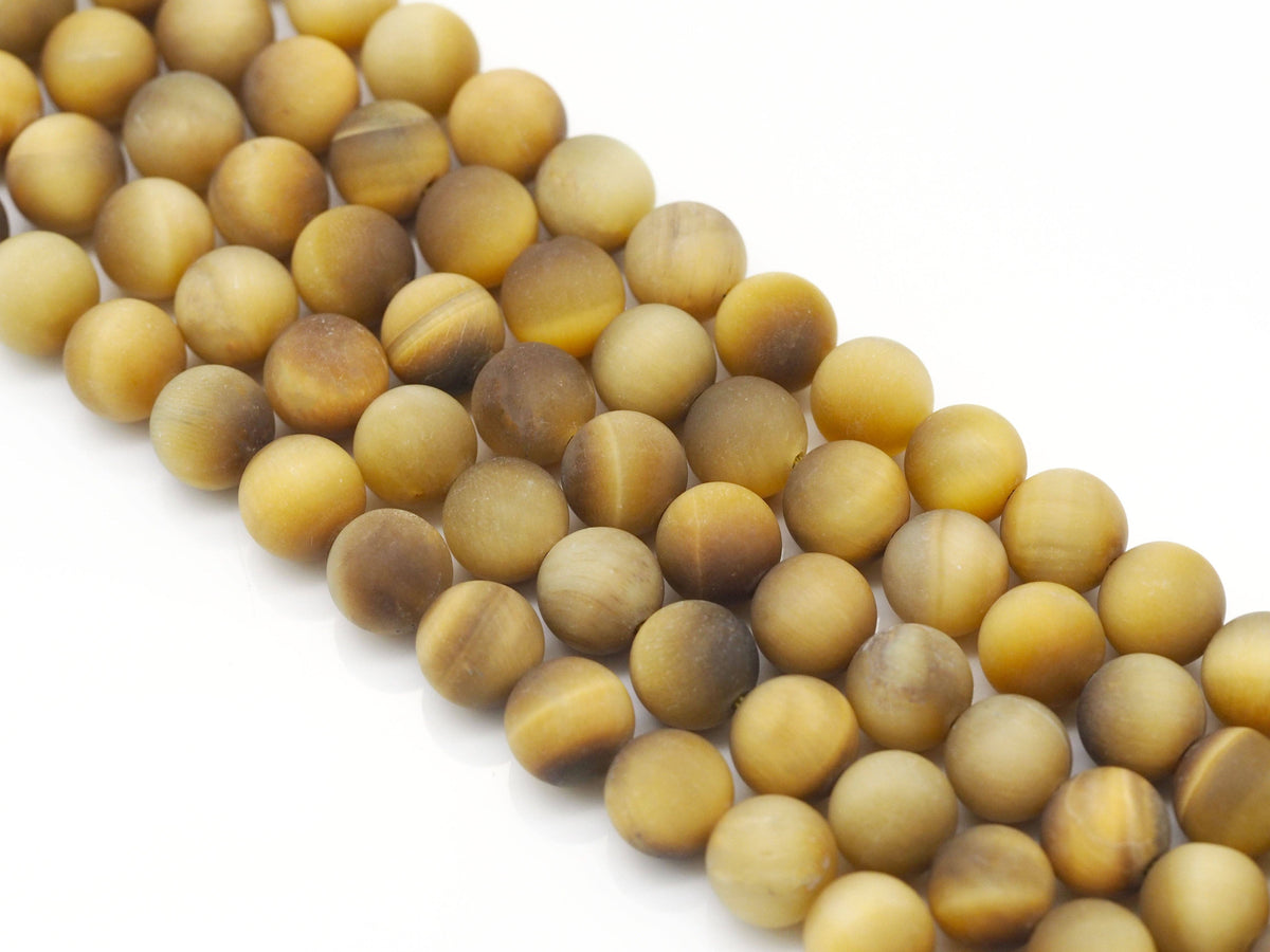 Matt Golden Tiger Eye Round Smooth Beads, Sku#UA277