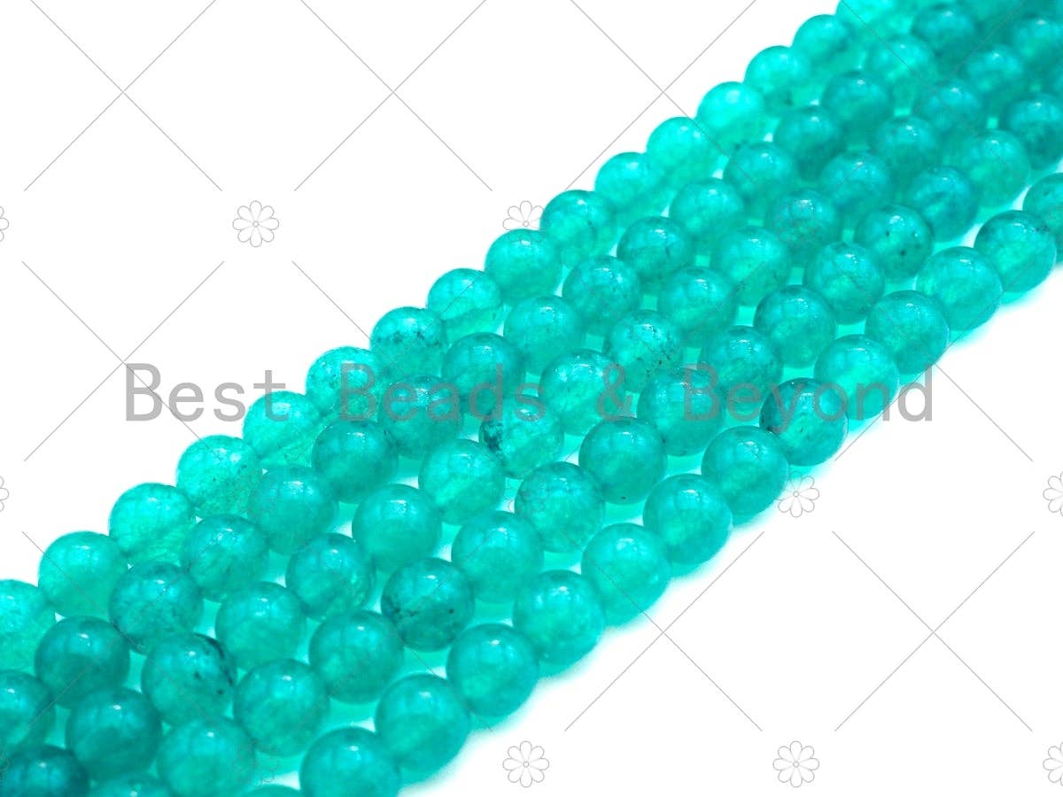 Natrual Amazonite Jade, 6mm/8mm/10mm Round Smooth Jade, Dyed Jade, 15.5'' Full Strand, Sku#U995