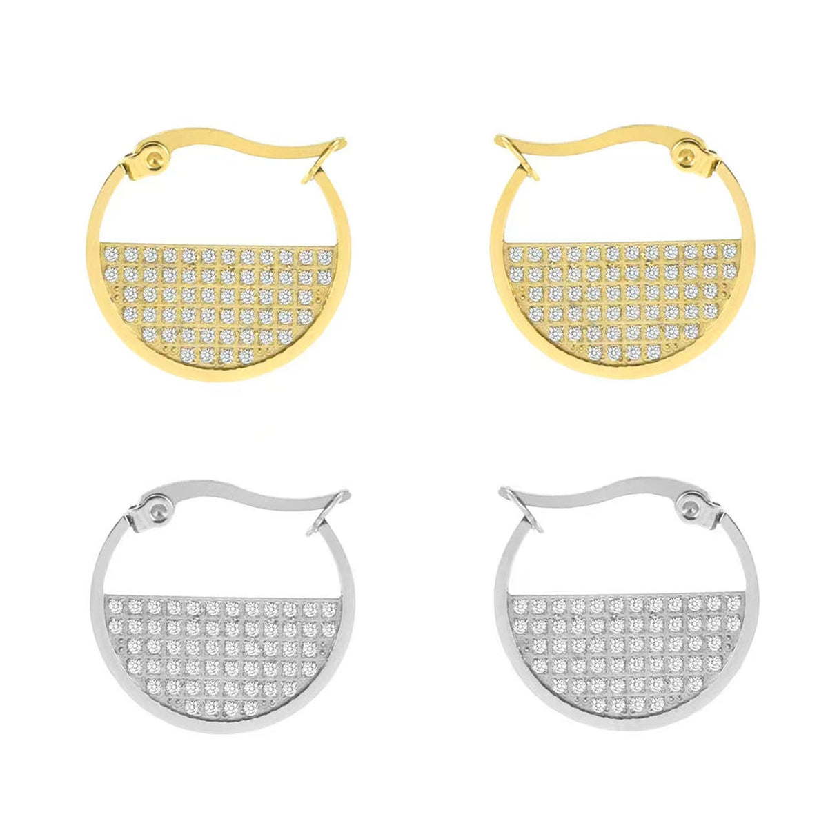 ER500G B.Tiff Gold Pavé Lune Earrings