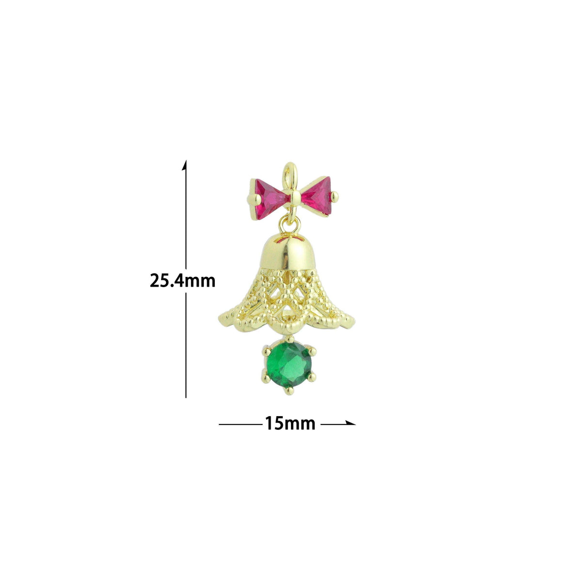 CZ Gold Silver Christmas Bell Charm Pendant,Sku#A481