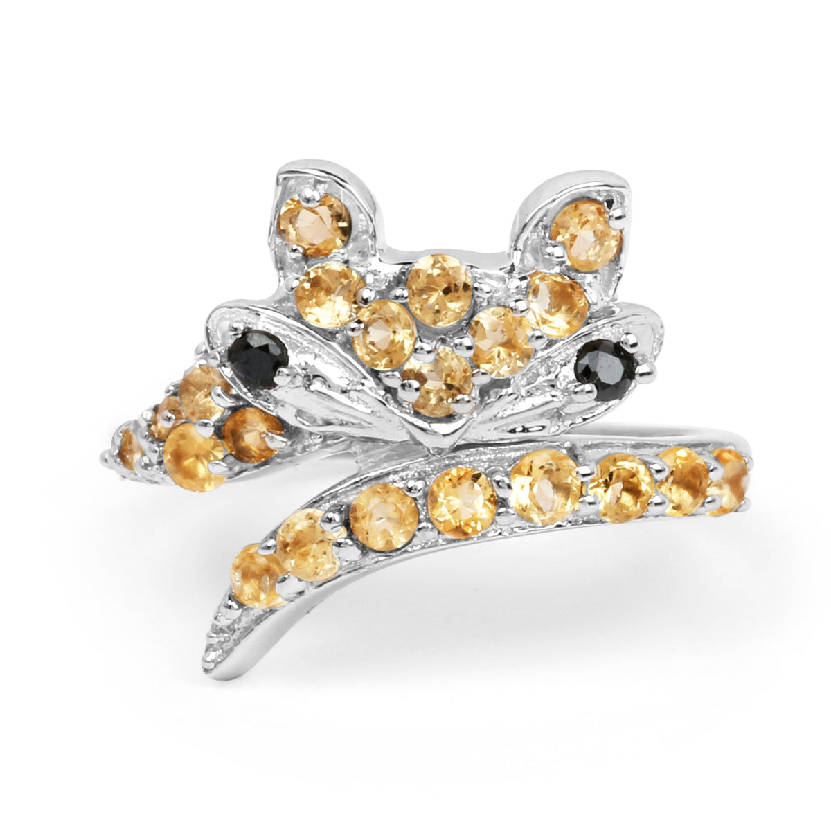 1.00 Carat Genuine Citrine & Black Spinel .925 Sterling Silver Ring