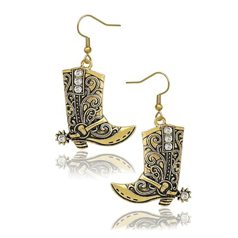 European And American Cross-Border New Fashion Bohemian Style Earrings Personalized Punk Western Cowboy Earrings Necklace Set