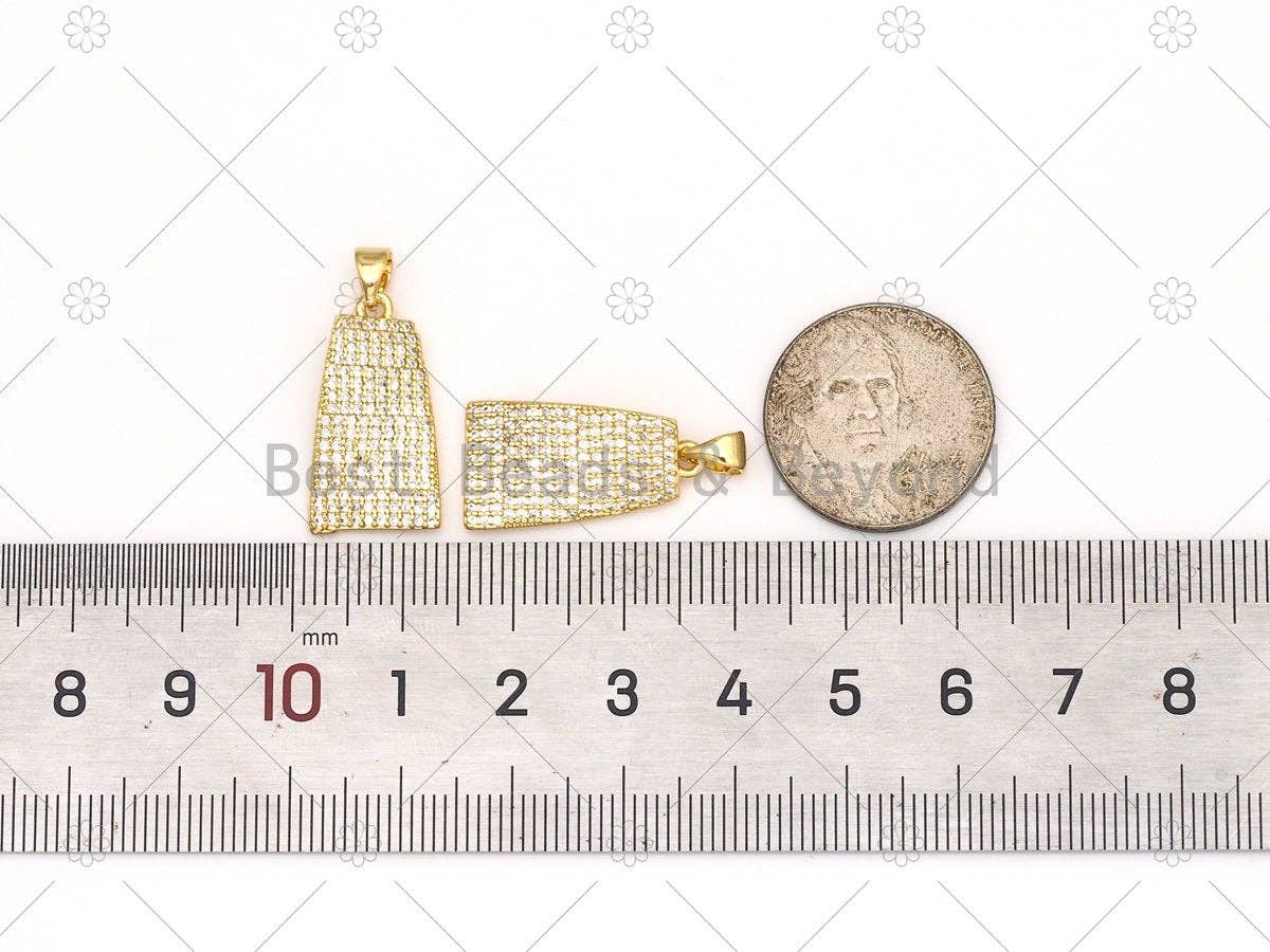 CZ Micro Pave Bell Shape Pendant, 18K Gold Filled Cubic Zirconia Charm, Necklace Bracelet Charm Pendant,12x22mm, Sku#LK474