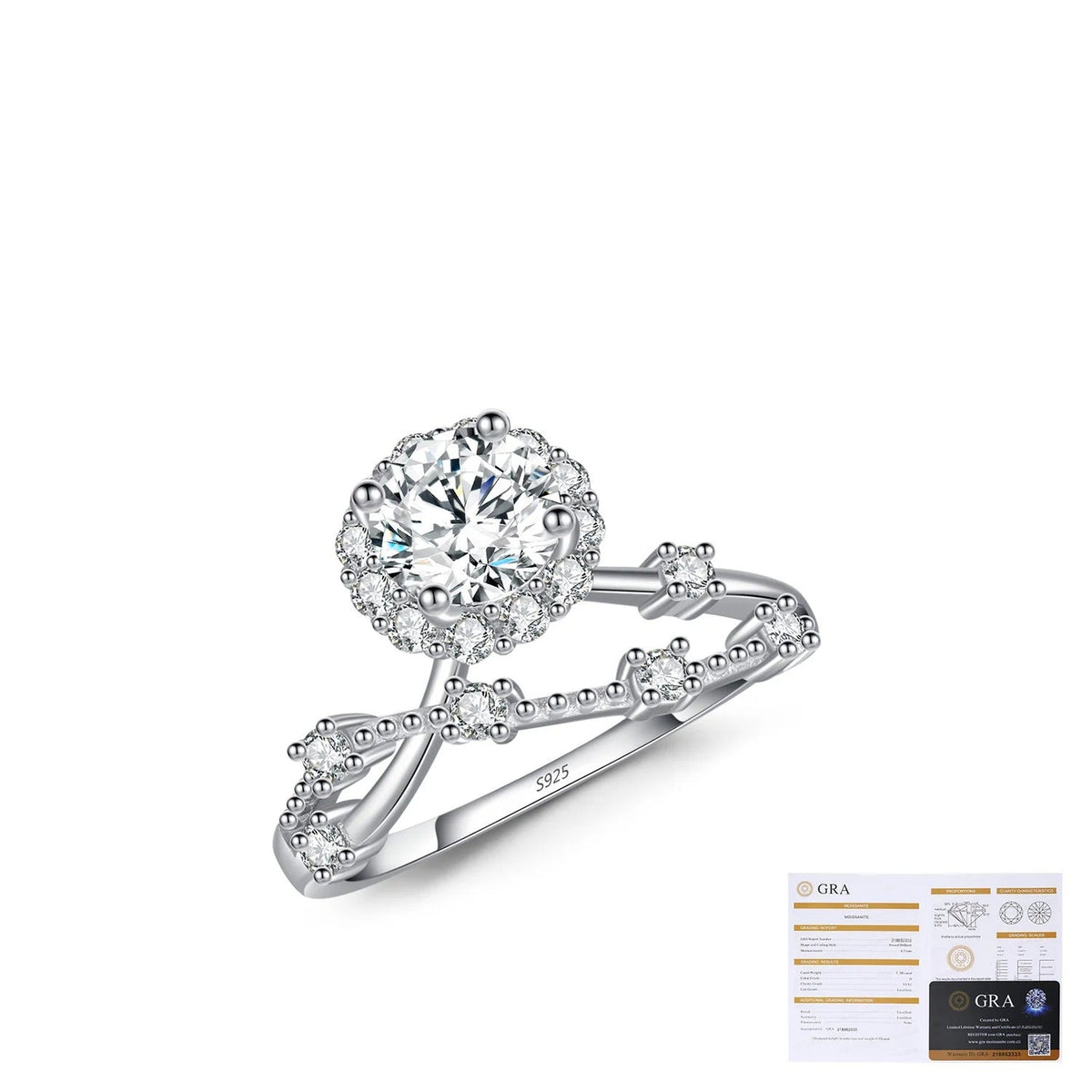 Floral Vine D-Color VVS1 Moissanite Engagement Ring in Sterling Silver – Elegant Old Money Style