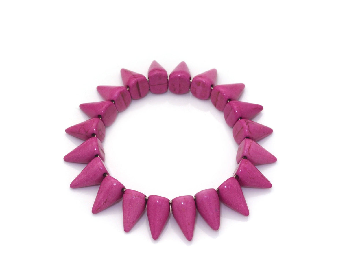 Fuchisa Turquoise Circular Cone Shape Stretch Adjustable Bracelate, Sku#U1457