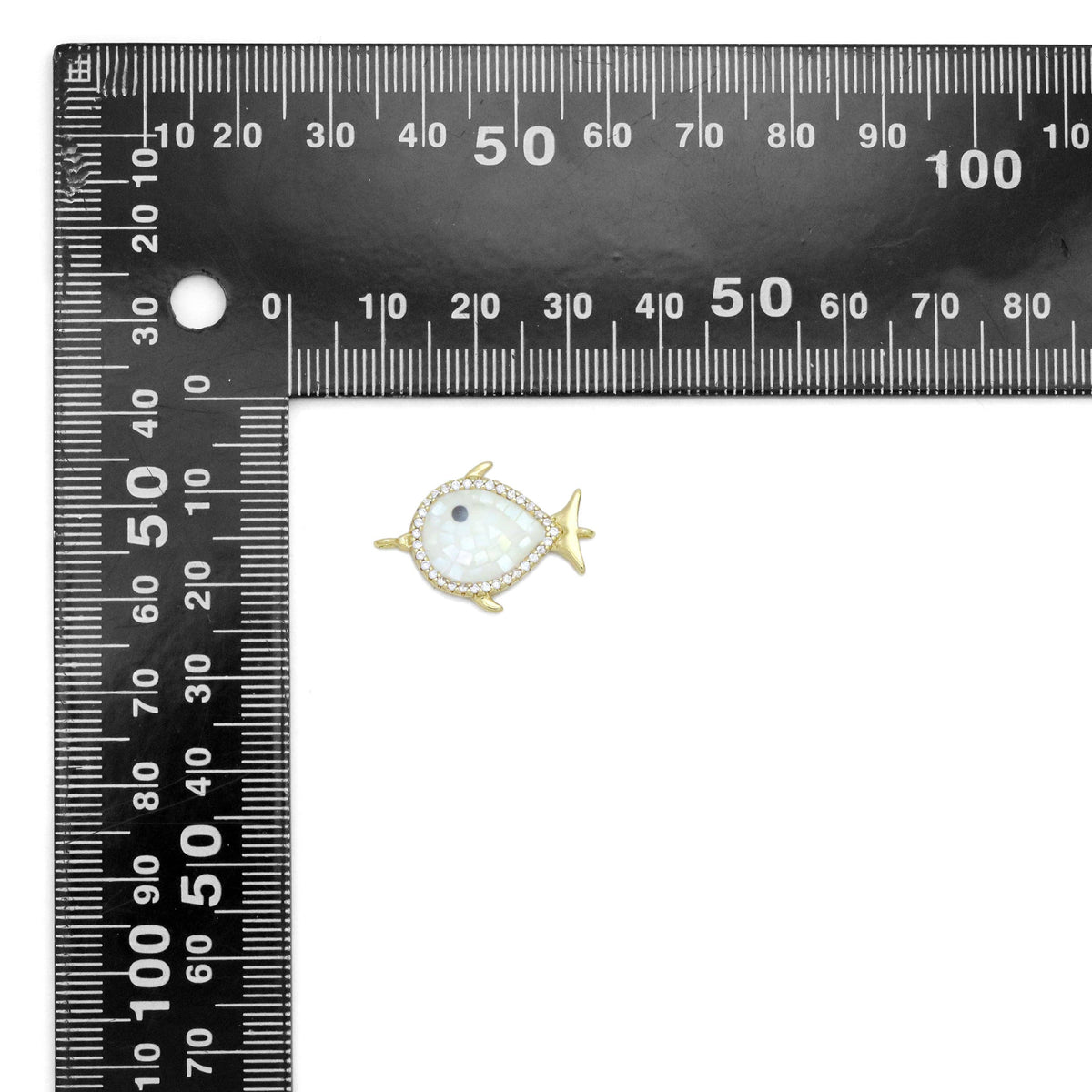 White Mother-of-pearl Fish Connector Charm, Sku#WL3