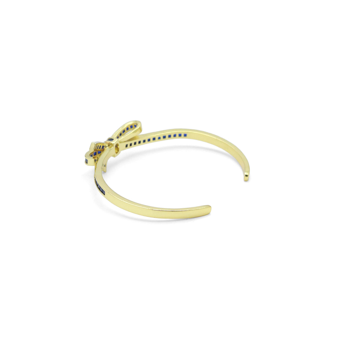 Baguette Cobalt CZ Gold Bow Knot Adjustable Bracelet, Sku#LX722
